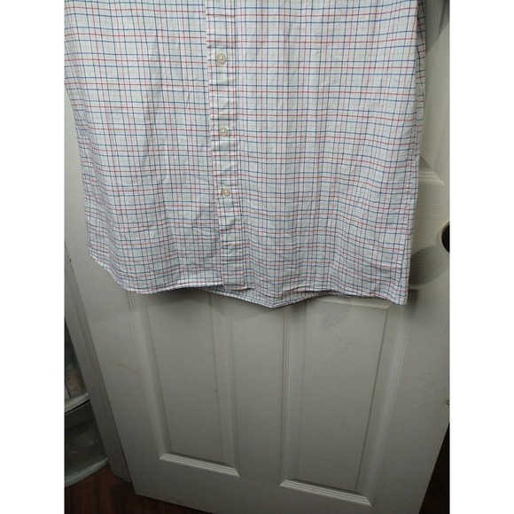 Saddle Bred White Red Brown Blue Collared Plaid Comfort Flex. SizeM - Picture 9 of 10